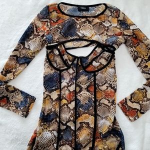 CHERIE Snake Print sheer jumpsuit with cropped top size Small